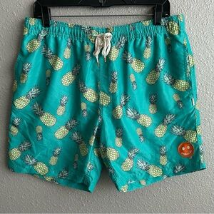 Ambsn Teal Pineapple Express 6.5” Volley Swim Trunks Shorts